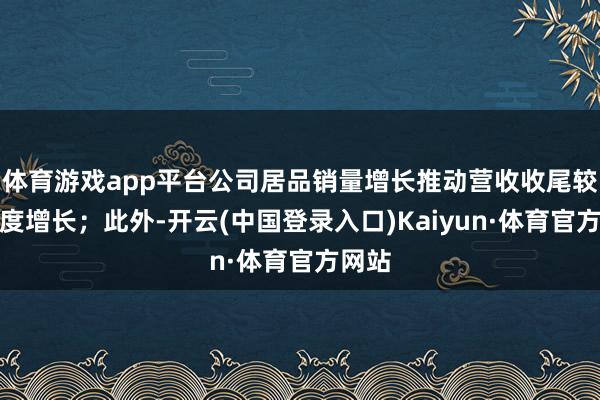体育游戏app平台公司居品销量增长推动营收收尾较大幅度增长;此外-开云(中国登录入口)Kaiyun·体育官方网站
