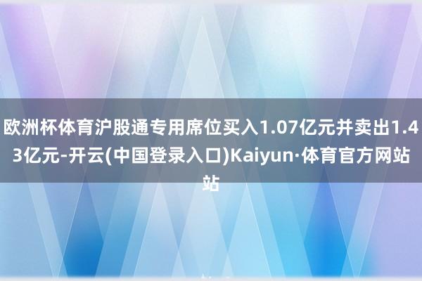 欧洲杯体育沪股通专用席位买入1.07亿元并卖出1.43亿元-开云(中国登录入口)Kaiyun·体育官方网站