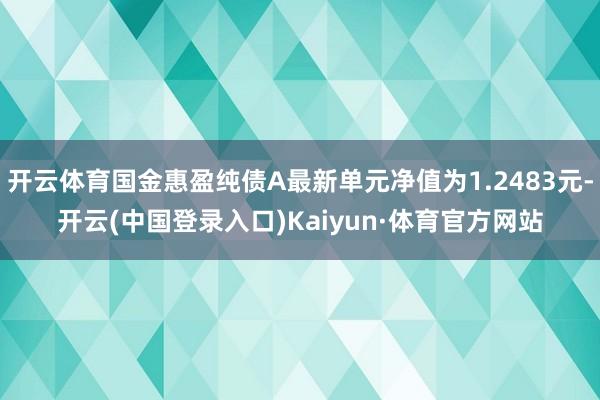 开云体育国金惠盈纯债A最新单元净值为1.2483元-开云(中国登录入口)Kaiyun·体育官方网站