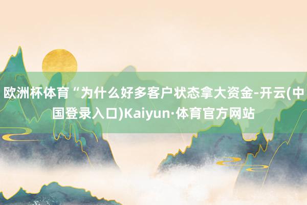 欧洲杯体育“为什么好多客户状态拿大资金-开云(中国登录入口)Kaiyun·体育官方网站