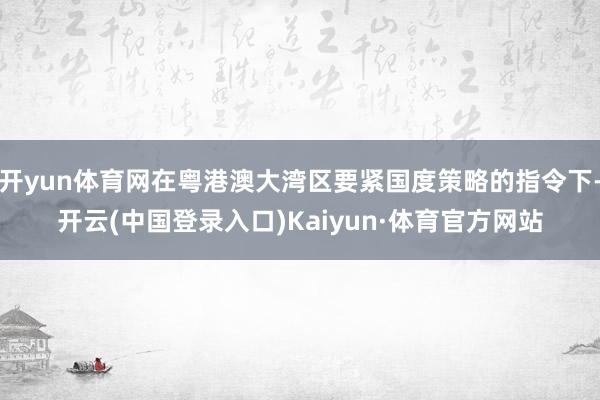 开yun体育网在粤港澳大湾区要紧国度策略的指令下-开云(中国登录入口)Kaiyun·体育官方网站
