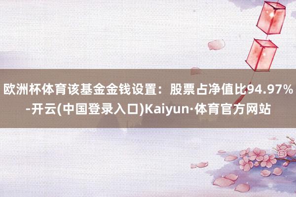 欧洲杯体育该基金金钱设置：股票占净值比94.97%-开云(中国登录入口)Kaiyun·体育官方网站