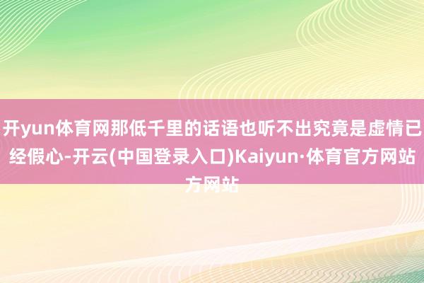 开yun体育网那低千里的话语也听不出究竟是虚情已经假心-开云(中国登录入口)Kaiyun·体育官方网站