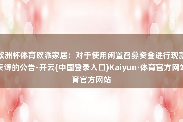 欧洲杯体育欧派家居：对于使用闲置召募资金进行现款束缚的公告-开云(中国登录入口)Kaiyun·体育官方网站