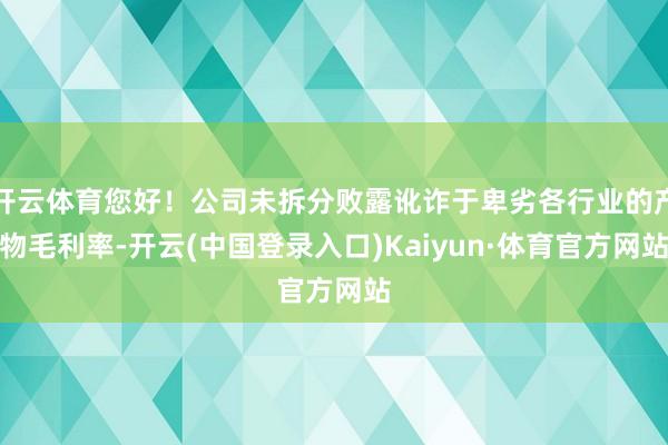 开云体育您好！公司未拆分败露讹诈于卑劣各行业的产物毛利率-开云(中国登录入口)Kaiyun·体育官方网站