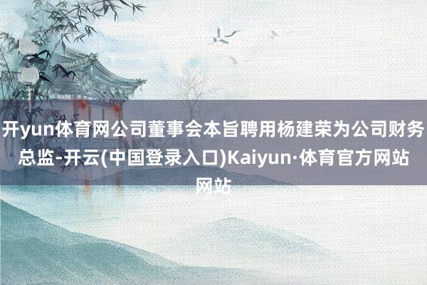 开yun体育网公司董事会本旨聘用杨建荣为公司财务总监-开云(中国登录入口)Kaiyun·体育官方网站