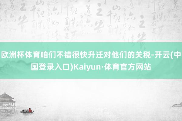 欧洲杯体育咱们不错很快升迁对他们的关税-开云(中国登录入口)Kaiyun·体育官方网站