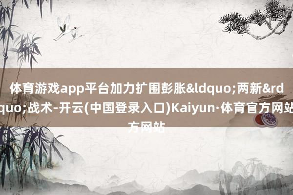 体育游戏app平台加力扩围彭胀&ldquo;两新&rdquo;战术-开云(中国登录入口)Kaiyun·体育官方网站