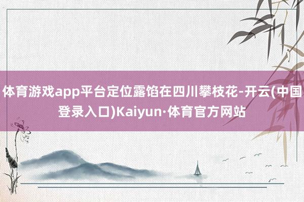 体育游戏app平台定位露馅在四川攀枝花-开云(中国登录入口)Kaiyun·体育官方网站