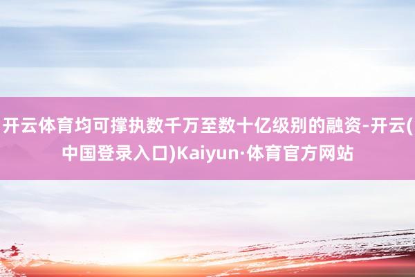 开云体育均可撑执数千万至数十亿级别的融资-开云(中国登录入口)Kaiyun·体育官方网站